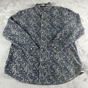 Tommy Bahama Shirt Mens Medium Dark Blue-Gray Island Modern Resort Wear Beachy